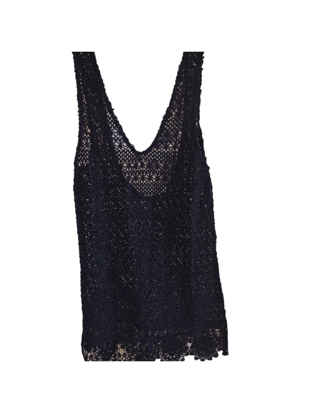 Shade and Shore Black Crochet Tank Dress Medium - Picture 3 of 6